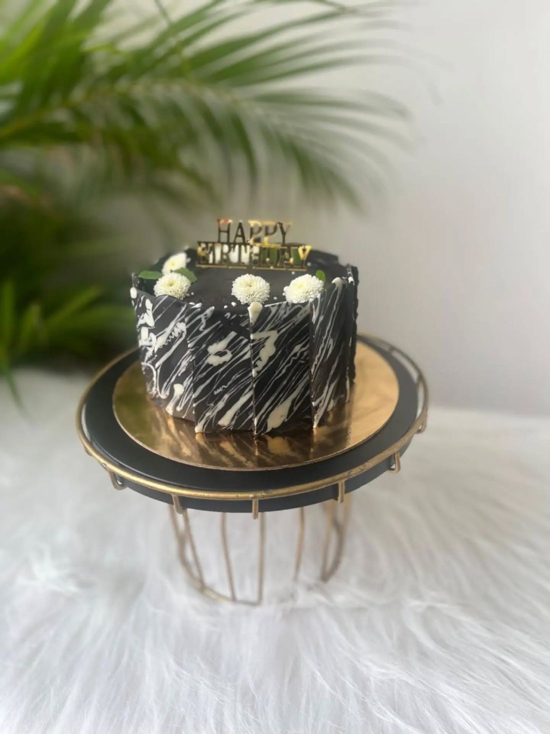 Black and silver designer cake